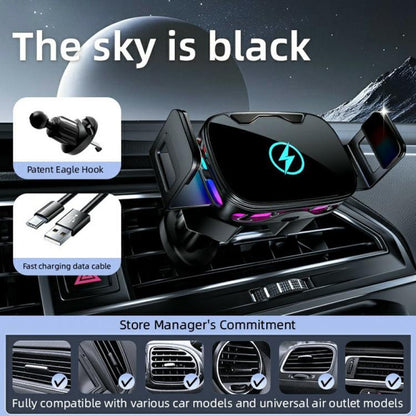 SD23 With Ambient Light Car Navigation Air Vent Phone Holder 15W Wireless Charger(Silver) - Wireless Charger Holders by buy2fix | Online Shopping UK | buy2fix