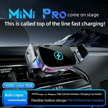 SD23 With Ambient Light Car Navigation Air Vent Phone Holder 15W Wireless Charger(Black) - Wireless Charger Holders by buy2fix | Online Shopping UK | buy2fix