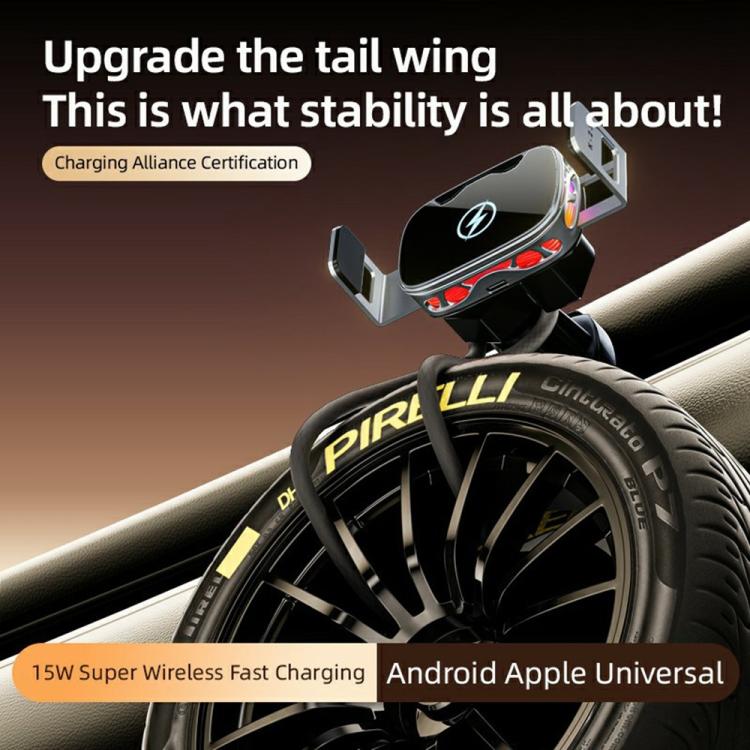 SD23 With Ambient Light Car Navigation Air Vent Phone Holder 15W Wireless Charger(Black) - Wireless Charger Holders by buy2fix | Online Shopping UK | buy2fix