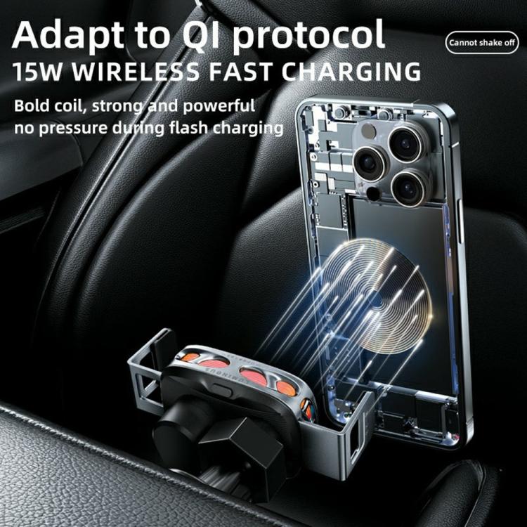 SD23 With Ambient Light Car Navigation Air Vent Phone Holder 15W Wireless Charger(Black) - Wireless Charger Holders by buy2fix | Online Shopping UK | buy2fix