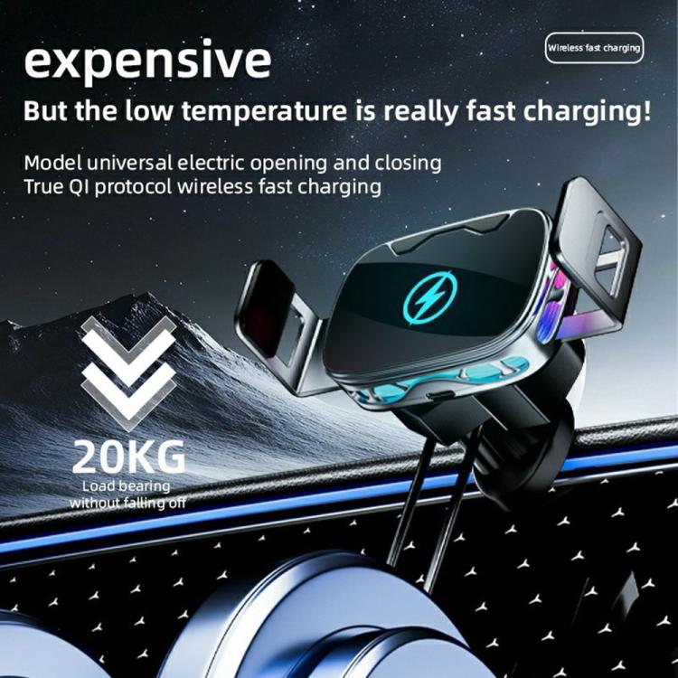 SD23 With Ambient Light Car Navigation Air Vent Phone Holder 15W Wireless Charger(Black) - Wireless Charger Holders by buy2fix | Online Shopping UK | buy2fix