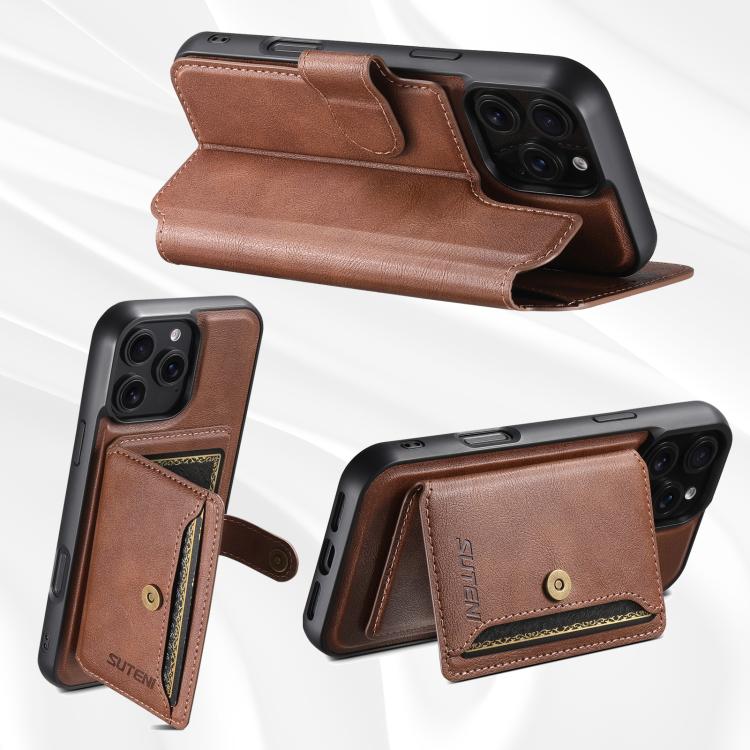 For iPhone 16 Plus Suteni Q05S1 3-in-1 Detachable Wallet MagSafe Leather Phone Case(Brown) - iPhone 16 Plus Cases by Suteni | Online Shopping UK | buy2fix