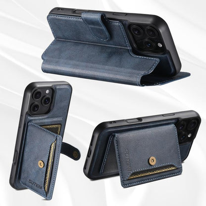 For iPhone 16 Plus Suteni Q05S1 3-in-1 Detachable Wallet MagSafe Leather Phone Case(Blue) - iPhone 16 Plus Cases by Suteni | Online Shopping UK | buy2fix