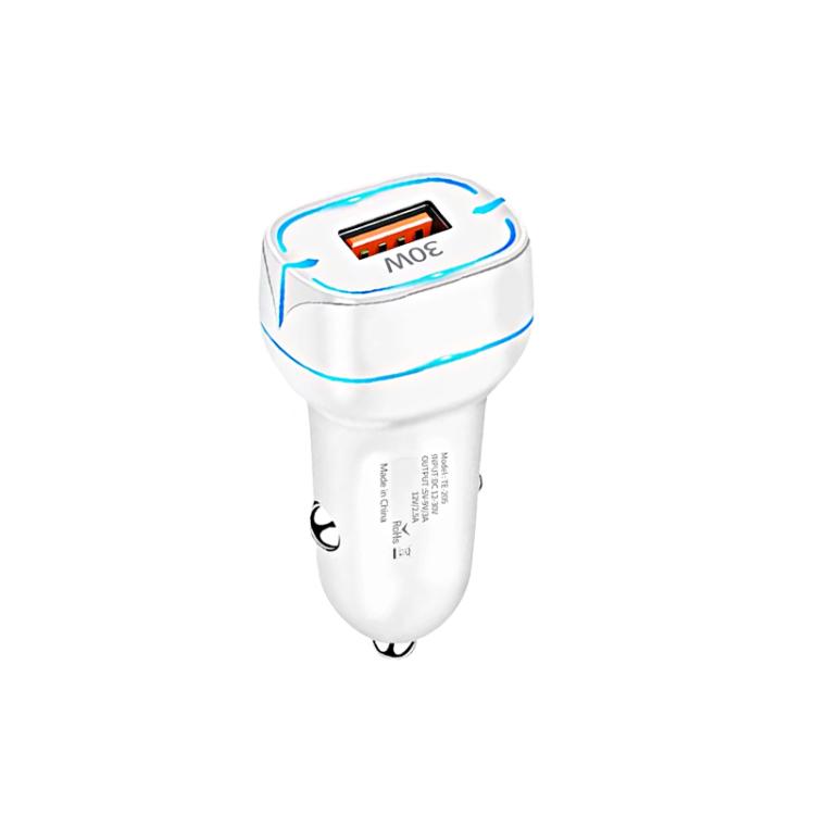 QC3.0 30W USB Car Charger(White) - Car Charger by buy2fix | Online Shopping UK | buy2fix
