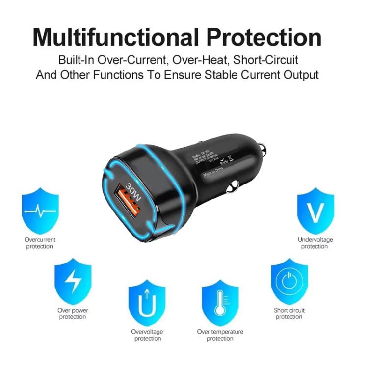 QC3.0 30W USB Car Charger(White) - Car Charger by buy2fix | Online Shopping UK | buy2fix