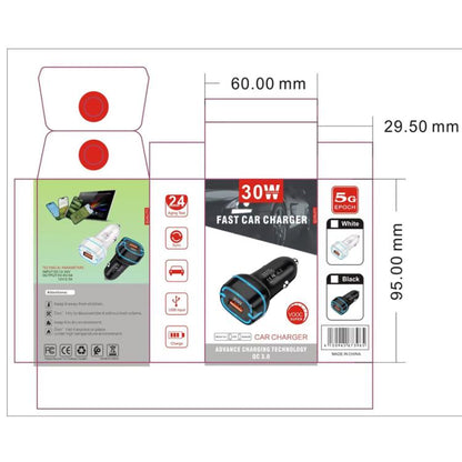 QC3.0 30W USB Car Charger(White) - Car Charger by buy2fix | Online Shopping UK | buy2fix