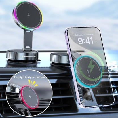 K3 With Colorful Light Rotating Magnetic Car Wireless Charging Vacuum Sucker Phone Stand - Wireless Charger Holders by buy2fix | Online Shopping UK | buy2fix