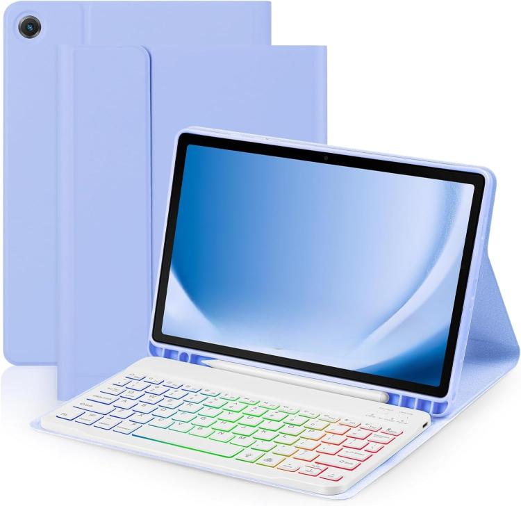 For iPad Air 11 2024 Backlit Colorful Bluetooth Keyboard Protective Leather Case(Light Purple) - For iPad Air by buy2fix | Online Shopping UK | buy2fix