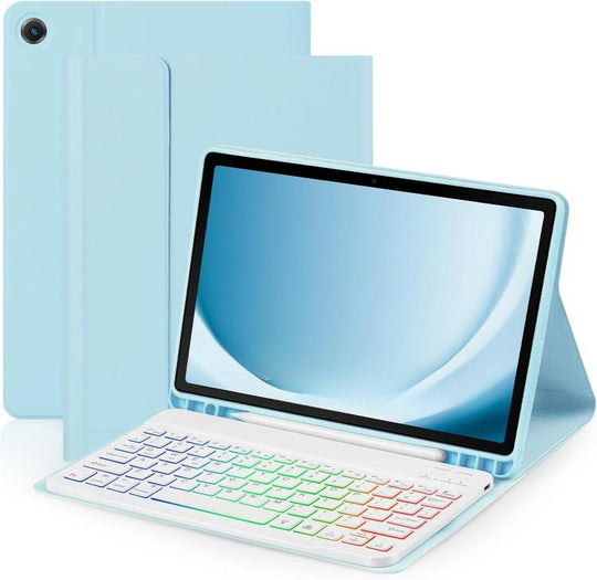 For iPad 10.2 2021 / 2022 Backlit Colorful Bluetooth Keyboard Protective Leather Case(Sky Blue)