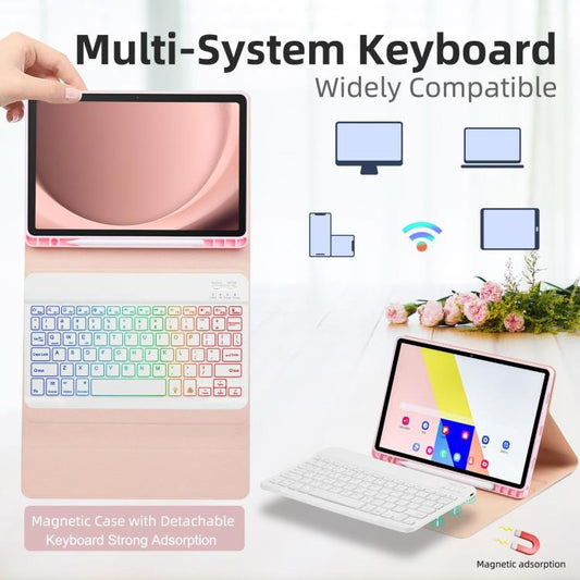 For iPad Pro 11 2024 Backlit Colorful Bluetooth Keyboard Protective Leather Case(Light Purple) - For iPad Pro by buy2fix | Online Shopping UK | buy2fix