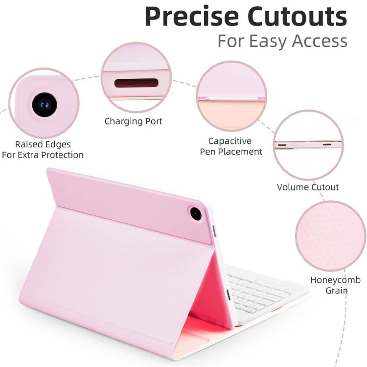 For iPad Air 11 2024 Backlit Colorful Bluetooth Keyboard Protective Leather Case(Cherry Pink) - For iPad Air by buy2fix | Online Shopping UK | buy2fix