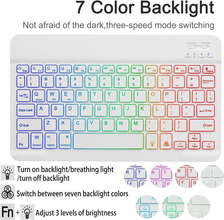 For iPad Air 11 2024 Backlit Colorful Bluetooth Keyboard Protective Leather Case(Light Purple) - For iPad Air by buy2fix | Online Shopping UK | buy2fix