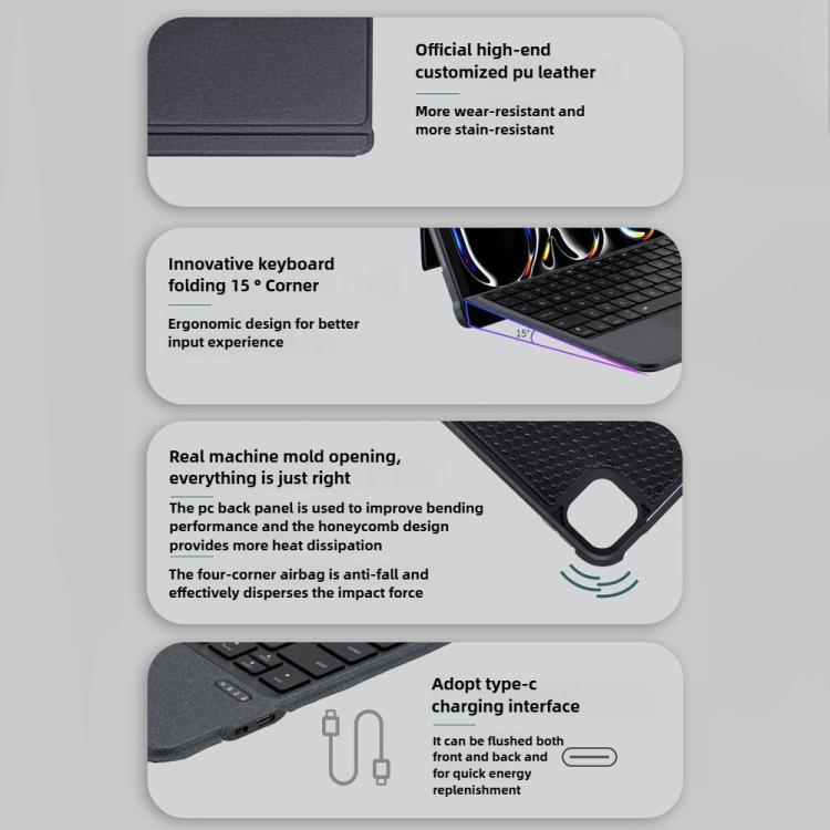 For iPad 10.2 2021 / 2022 Magnetized Separation Of The Wonderful Control Keyboard Four Corners Of The Drop-Proof PU Protective Case - Universal by buy2fix | Online Shopping UK | buy2fix