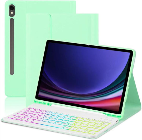 For Samsung Galaxy Tab A9+ Magnetic Detachable 3-Color Gradient Backlit Keyboard Tablet Case(Tender Green)