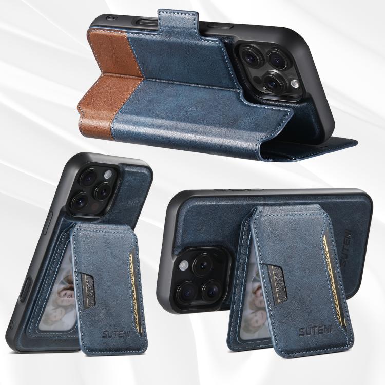 For iPhone 16 Plus Suteni Q06S3 3-in-1 Splicing Detachable Vertical Flip Wallet MagSafe Leather Phone Case(Blue) - iPhone 16 Plus Cases by Suteni | Online Shopping UK | buy2fix