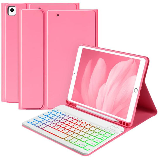 For iPad 2025 Magnetic Bluetooth Color Keyboard Case(Begonia Red)
