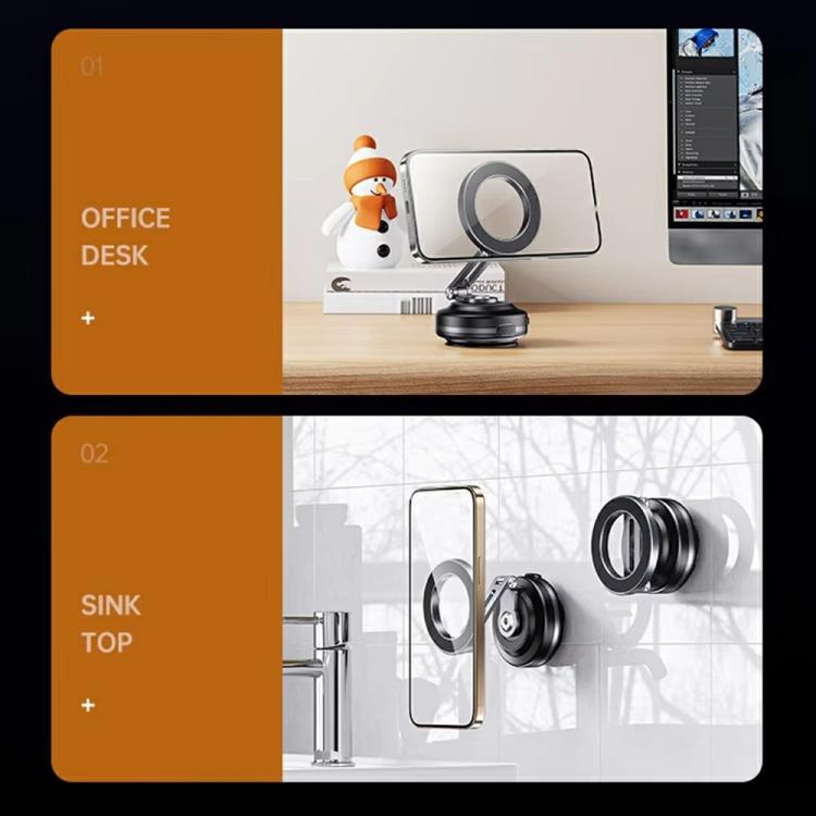 X63 Foldable Arm Car Phone Navigation Mount Vacuum Suction Cup Aluminum Alloy Holder(Grey) - Universal Car Holders by buy2fix | Online Shopping UK | buy2fix