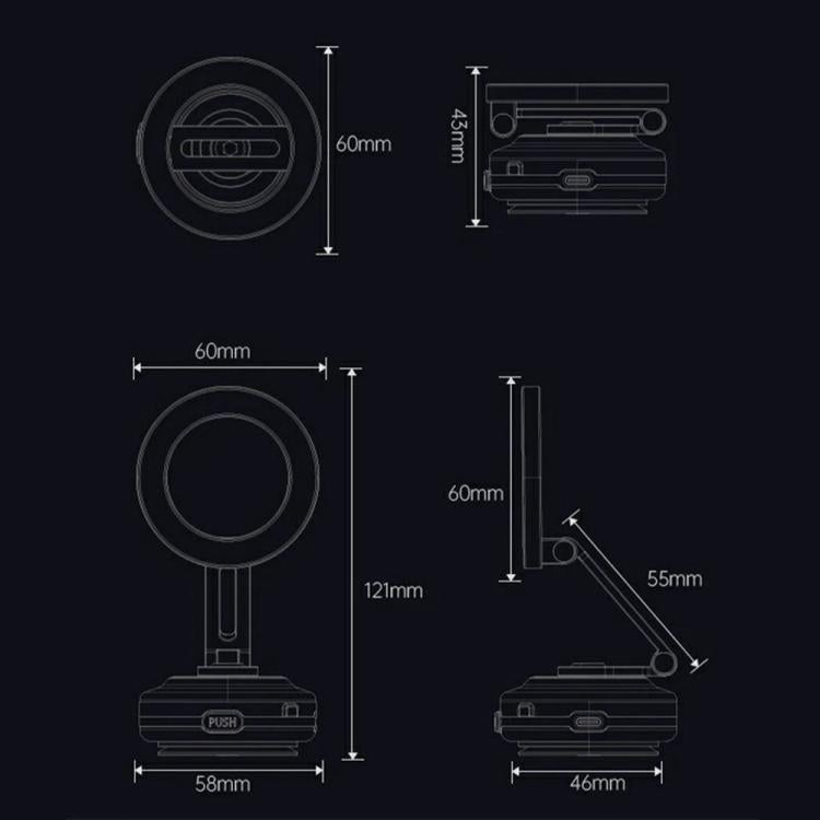 X64 Car Phone Mount Foldable Magnetic Electric Vacuum Suction Smartphones Bracket(Black) - Universal Car Holders by buy2fix | Online Shopping UK | buy2fix