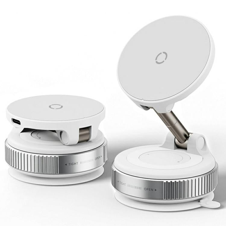 X68W 15W Wireless Charging Vacuum Suction Cup Foldable Car Dashboard Magnetic Phone Holder(White) - Wireless Charger Holders by buy2fix | Online Shopping UK | buy2fix