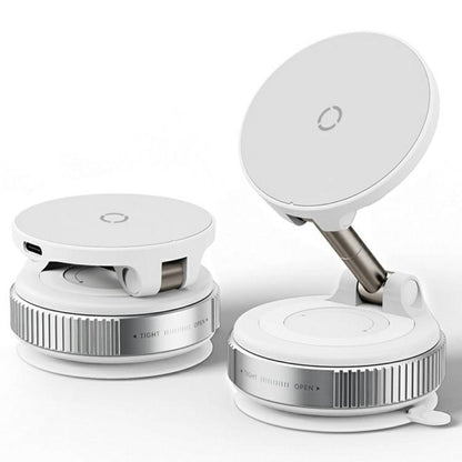 X68W 15W Wireless Charging Vacuum Suction Cup Foldable Car Dashboard Magnetic Phone Holder(White) - Wireless Charger Holders by buy2fix | Online Shopping UK | buy2fix