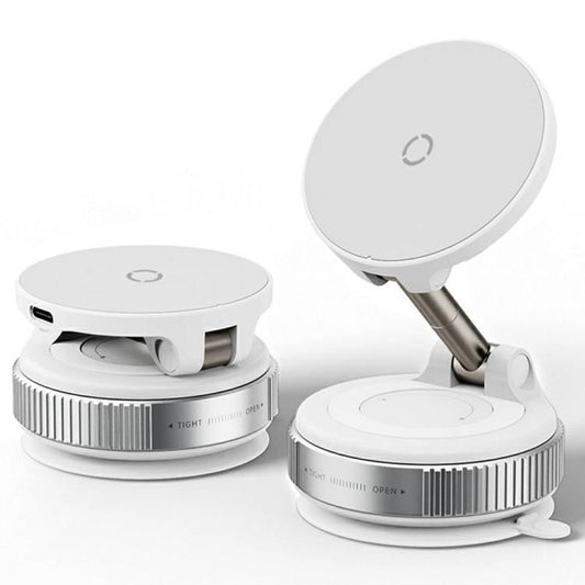 X68W 15W Wireless Charging Vacuum Suction Cup Foldable Car Dashboard Magnetic Phone Holder(White) - Wireless Charger Holders by buy2fix | Online Shopping UK | buy2fix