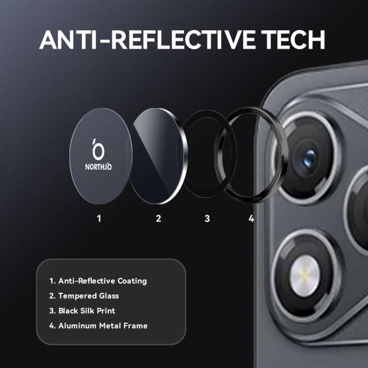 For Honor 400 Lite Global NORTHJO Camera Lens Protector CD Metal Ring Tempered Glass Film(Black) - Honor Tempered Glass by NORTHJO | Online Shopping UK | buy2fix