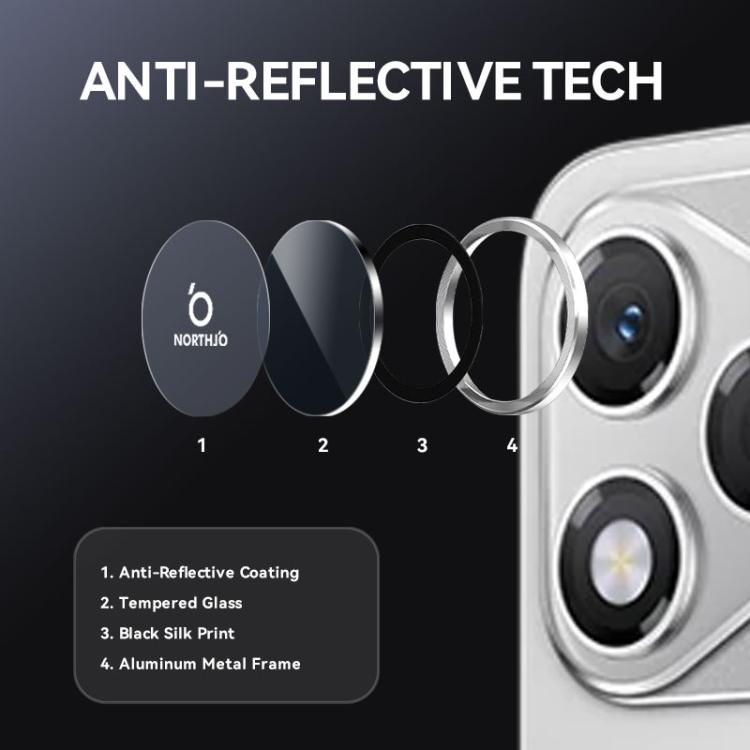 For Honor 400 Lite Global NORTHJO Camera Lens Protector CD Metal Ring Tempered Glass Film(Silver) - Honor Tempered Glass by NORTHJO | Online Shopping UK | buy2fix