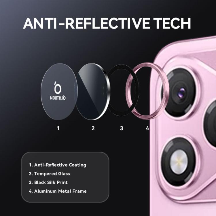 For Honor 400 Lite Global NORTHJO Camera Lens Protector CD Metal Ring Tempered Glass Film(Pink) - Honor Tempered Glass by NORTHJO | Online Shopping UK | buy2fix