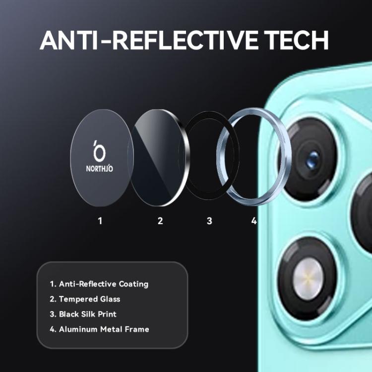 For Honor 400 Lite Global NORTHJO Camera Lens Protector CD Metal Ring Tempered Glass Film(Blue) - Honor Tempered Glass by NORTHJO | Online Shopping UK | buy2fix