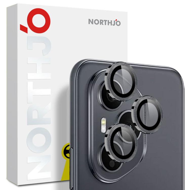 For Honor 400 Pro Global 160.8mm NORTHJO Camera Lens Protector CD Metal Ring Tempered Glass Film(Black) - Honor Tempered Glass by NORTHJO | Online Shopping UK | buy2fix