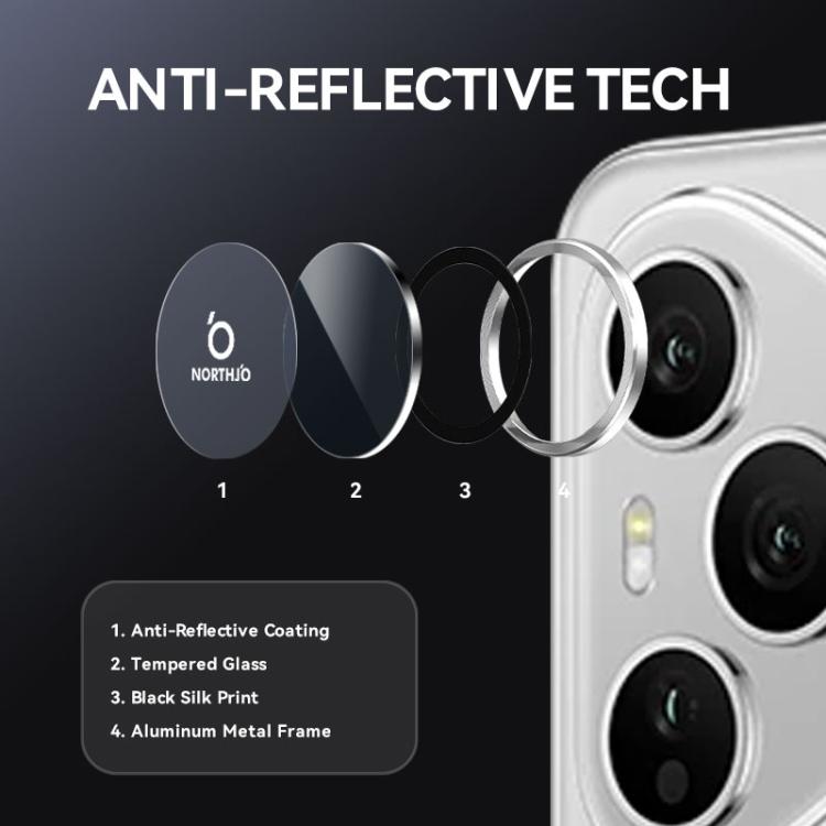 For Honor 400 Pro Global 160.8mm NORTHJO Camera Lens Protector CD Metal Ring Tempered Glass Film(Silver) - Honor Tempered Glass by NORTHJO | Online Shopping UK | buy2fix