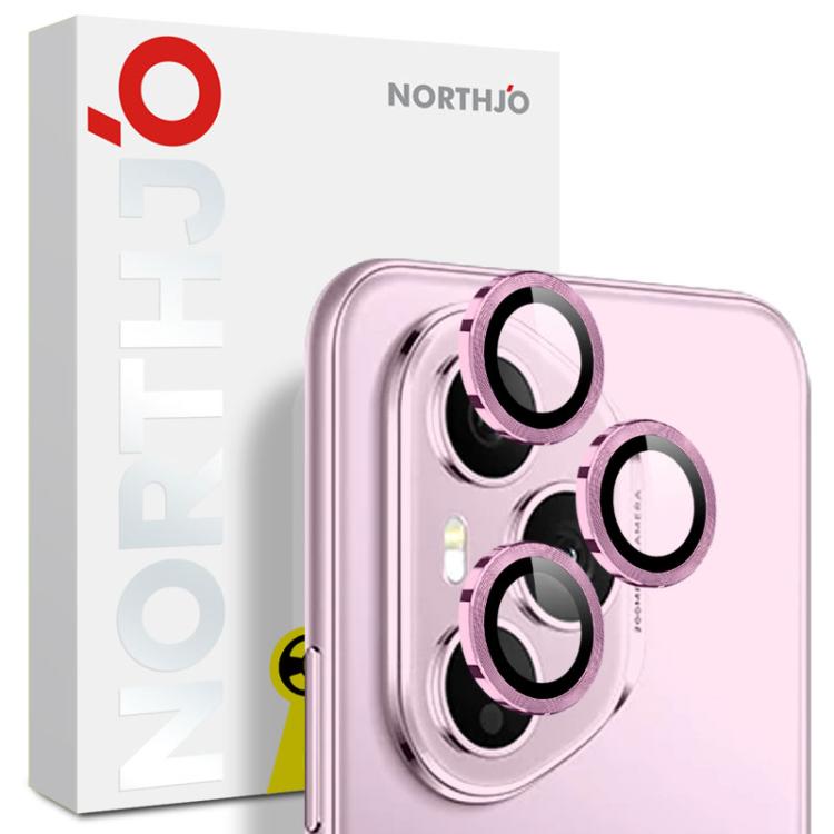 For Honor 400 Pro Global 160.8mm NORTHJO Camera Lens Protector CD Metal Ring Tempered Glass Film(Pink) - Honor Tempered Glass by NORTHJO | Online Shopping UK | buy2fix