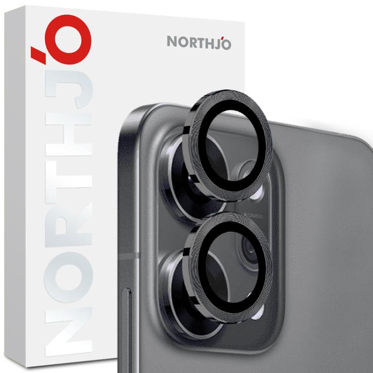 For OPPO Reno14 Global NORTHJO Camera Lens Protector CD Metal Ring Tempered Glass Film(Black) - OPPO Tempered Glass by NORTHJO | Online Shopping UK | buy2fix