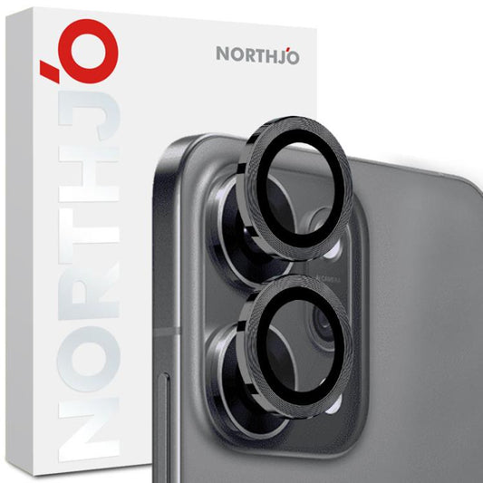 For OPPO Reno14 Global NORTHJO Camera Lens Protector CD Metal Ring Tempered Glass Film(Black) - OPPO Tempered Glass by NORTHJO | Online Shopping UK | buy2fix