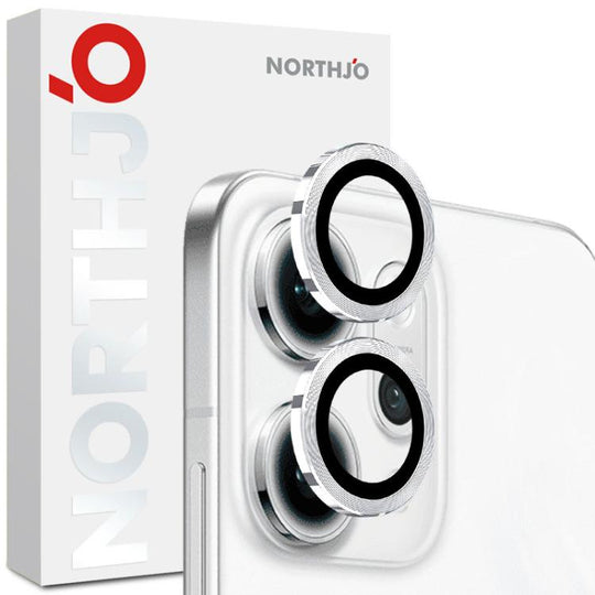 For OPPO Reno14 Pro Global NORTHJO Camera Lens Protector CD Metal Ring Tempered Glass Film(Silver)