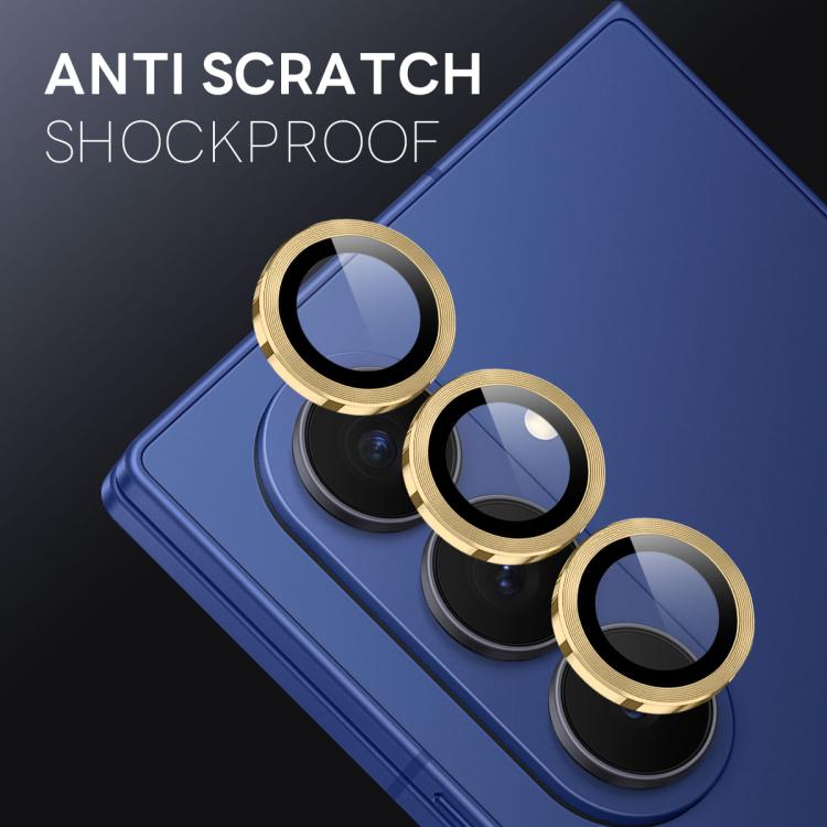 For Samsung Galaxy Z Fold7 5G NORTHJO Camera Lens Protector CD Metal Ring Tempered Glass Film(Gold) - For Samsung by NORTHJO | Online Shopping UK | buy2fix