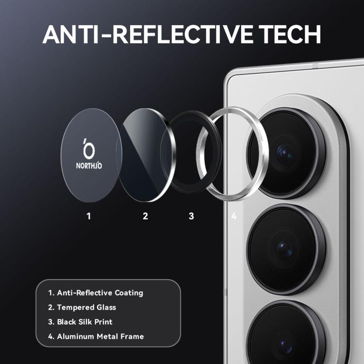 For Samsung Galaxy Z Fold7 5G NORTHJO Camera Lens Protector CD Metal Ring Tempered Glass Film(Silver) - For Samsung by NORTHJO | Online Shopping UK | buy2fix