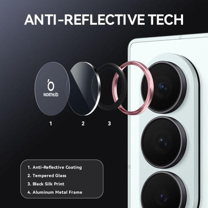 For Samsung Galaxy Z Fold7 5G NORTHJO Camera Lens Protector CD Metal Ring Tempered Glass Film(Pink) - For Samsung by NORTHJO | Online Shopping UK | buy2fix