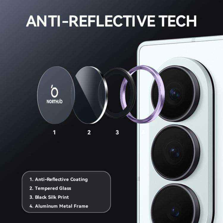 For Samsung Galaxy Z Fold7 5G NORTHJO Camera Lens Protector CD Metal Ring Tempered Glass Film(Purple) - For Samsung by NORTHJO | Online Shopping UK | buy2fix