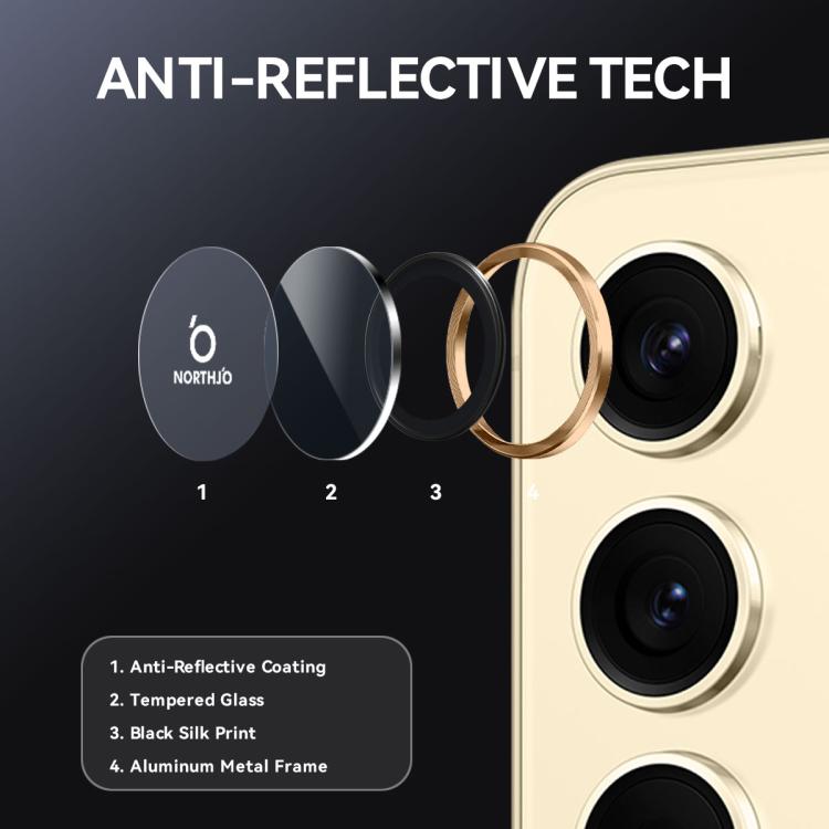 For Samsung Galaxy S25 FE 5G NORTHJO Camera Lens Protector CD Metal Ring Tempered Glass Film(Gold) - For Samsung by NORTHJO | Online Shopping UK | buy2fix