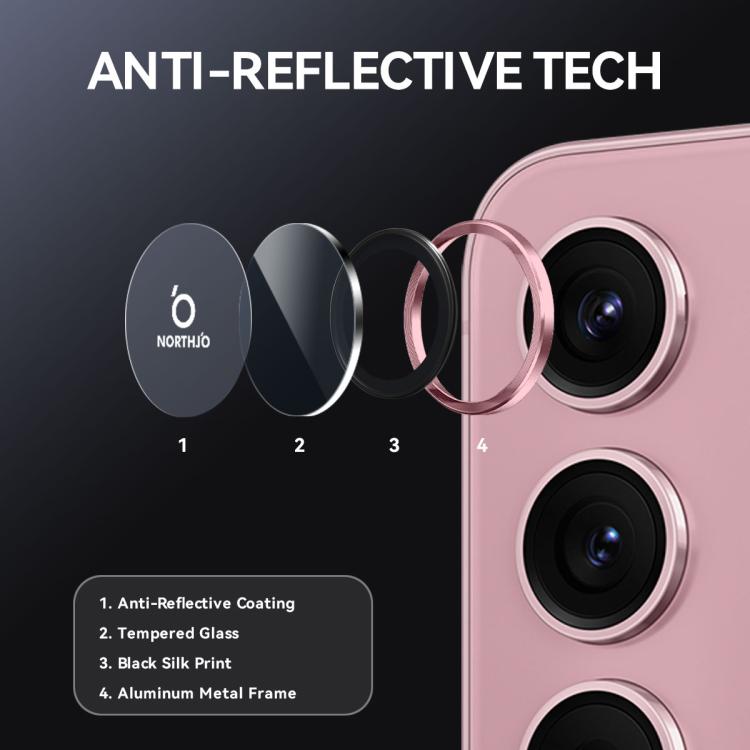 For Samsung Galaxy S25 FE 5G NORTHJO Camera Lens Protector CD Metal Ring Tempered Glass Film(Pink) - For Samsung by NORTHJO | Online Shopping UK | buy2fix