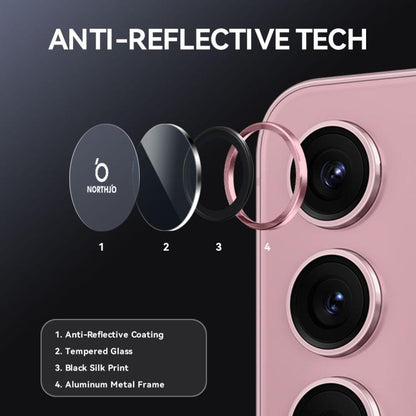 For Samsung Galaxy S25 FE 5G NORTHJO Camera Lens Protector CD Metal Ring Tempered Glass Film(Pink) - For Samsung by NORTHJO | Online Shopping UK | buy2fix
