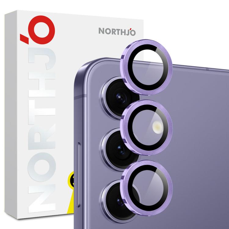 For Samsung Galaxy S25 FE 5G NORTHJO Camera Lens Protector CD Metal Ring Tempered Glass Film(Purple) - For Samsung by NORTHJO | Online Shopping UK | buy2fix