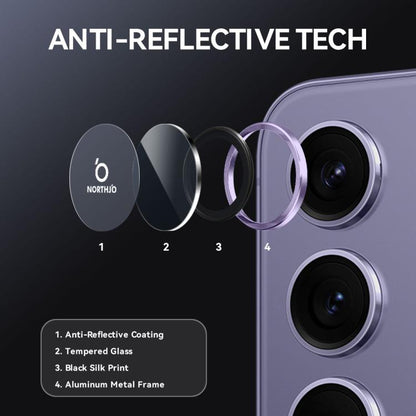For Samsung Galaxy S25 FE 5G NORTHJO Camera Lens Protector CD Metal Ring Tempered Glass Film(Purple) - For Samsung by NORTHJO | Online Shopping UK | buy2fix