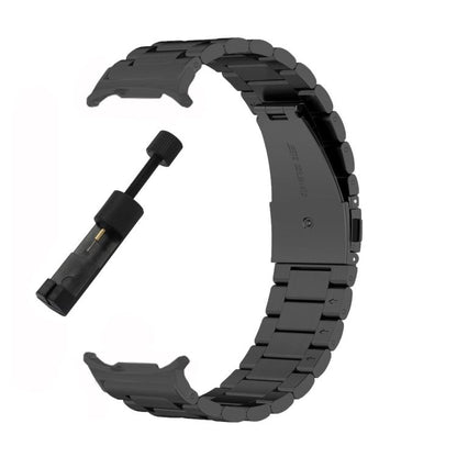 For Samsung Galaxy Watch8 / Watch8 Classic Three Beads Stainless Steel Watch Band with Removal Tool(Black) - Watch Bands by buy2fix | Online Shopping UK | buy2fix
