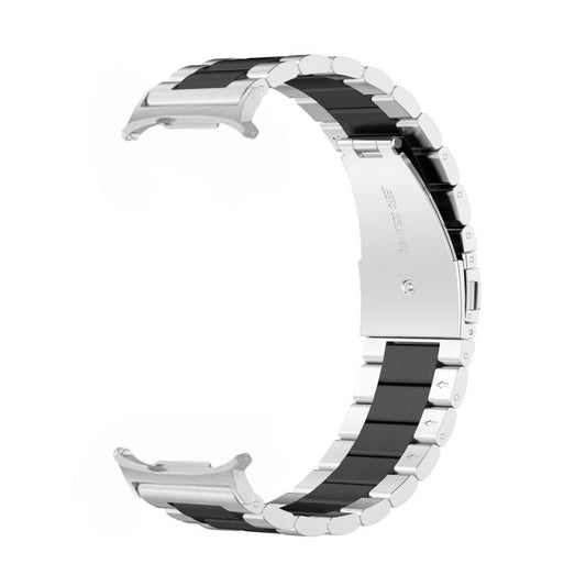 For Samsung Galaxy Watch8 / Watch8 Classic Three Beads Stainless Steel Watch Band with Removal Tool(Silver Black) - Watch Bands by buy2fix | Online Shopping UK | buy2fix