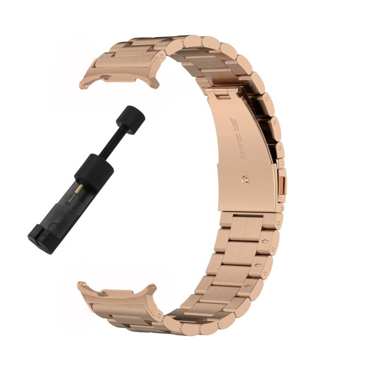 For Samsung Galaxy Watch8 / Watch8 Classic Three Beads Stainless Steel Watch Band with Removal Tool(Rose Gold) - Watch Bands by buy2fix | Online Shopping UK | buy2fix