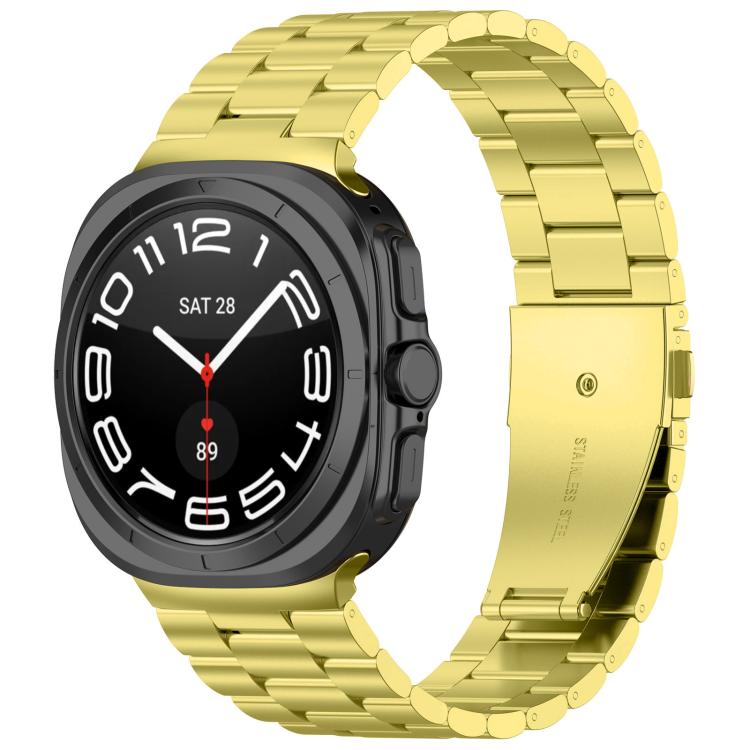 For Samsung Galaxy Watch8 / Watch8 Classic Three Beads Stainless Steel Watch Band with Removal Tool(Gold) - Watch Bands by buy2fix | Online Shopping UK | buy2fix