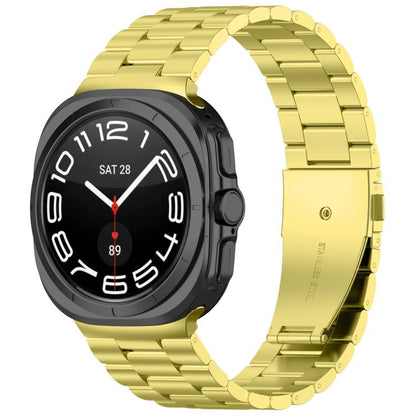 For Samsung Galaxy Watch8 / Watch8 Classic Three Beads Stainless Steel Watch Band with Removal Tool(Gold) - Watch Bands by buy2fix | Online Shopping UK | buy2fix