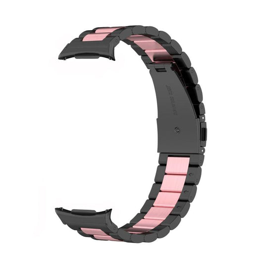 For Samsung Galaxy Watch8 / Watch8 Classic Three Beads Stainless Steel Watch Band with Removal Tool(Black Pink) - Watch Bands by buy2fix | Online Shopping UK | buy2fix